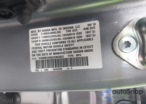 2018 Honda Cr-V Ex from USA, damaged, VIN 7FARW1H52JE052622